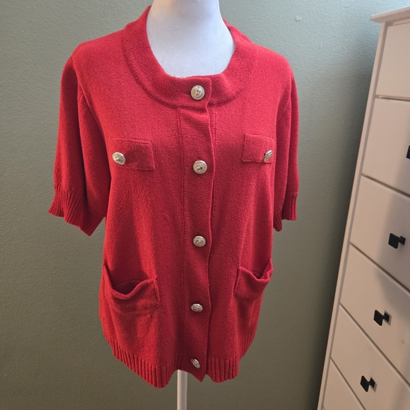 Hacikis Sweaters - Women's Red Button-Up Sweater